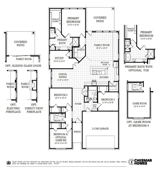 2D floor plan layout for the Hampton by Chesmar Homes in Santa Rita Ranch, Liberty Hill, TX (Image 3). 2D floor plan layout for the Hampton by Chesmar Homes in Santa Rita Ranch, Liberty Hill, TX (Image 3).