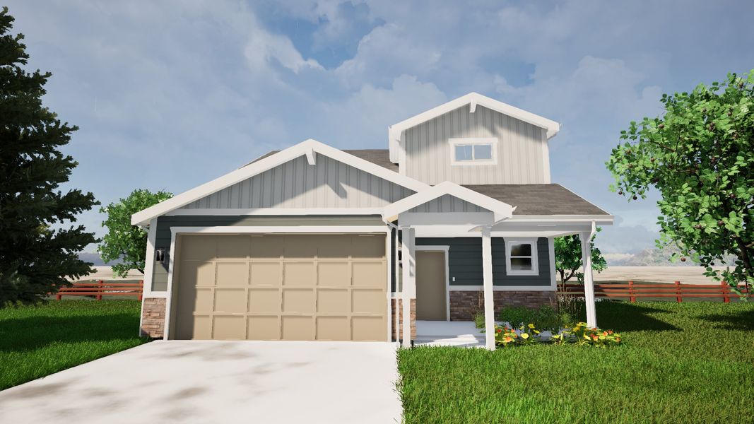 Front exterior of a new home in Granary, Johnstown, CO, highlighting curb appeal (Image 25).