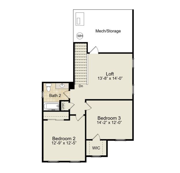 2D floor plan layout for the The Birmingham by Cothran Homes in Miller Park, Greenville, SC (Image 4).