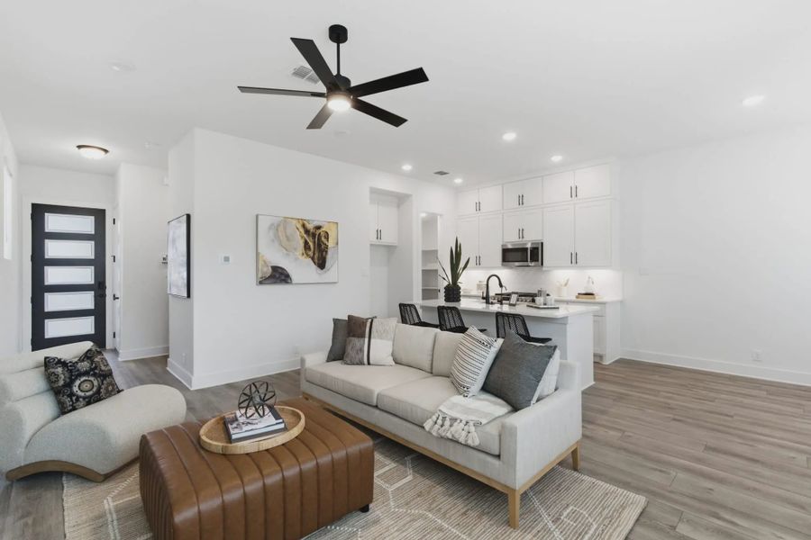 Representative furnished interior of a home built from the Balder by Chesmar Homes in Prominence Urban, San Antonio (Image 4).