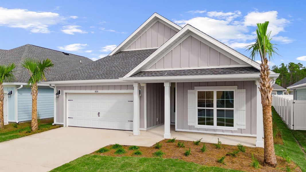 Front exterior of a new home in Breakfast Point East Phase II, Panama City Beach, FL, highlighting curb appeal (Image 2).