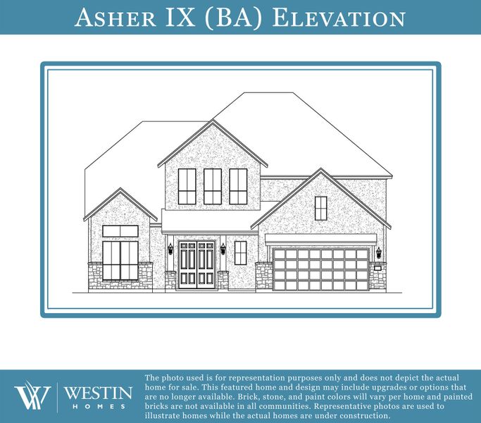 Representative exterior photo of a completed home built from the The Asher IX by Westin Homes in Lakeside at Tessera - 60', Lago Vista, TX (Image 21). Representative exterior photo of a completed home built from the The Asher IX by Westin Homes in Lakeside at Tessera - 60', Lago Vista, TX (Image 21).