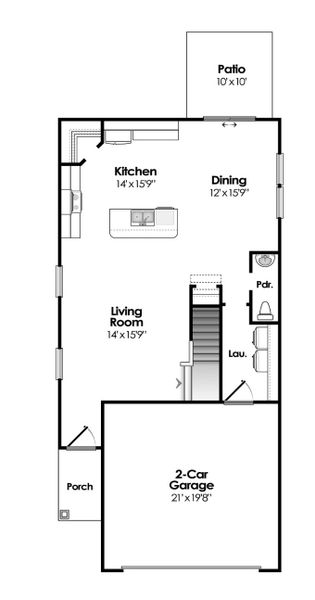 2D floor plan layout for the Wylie by Hurricane Builders in Emanuel Creek, West Columbia, SC (Image 3).