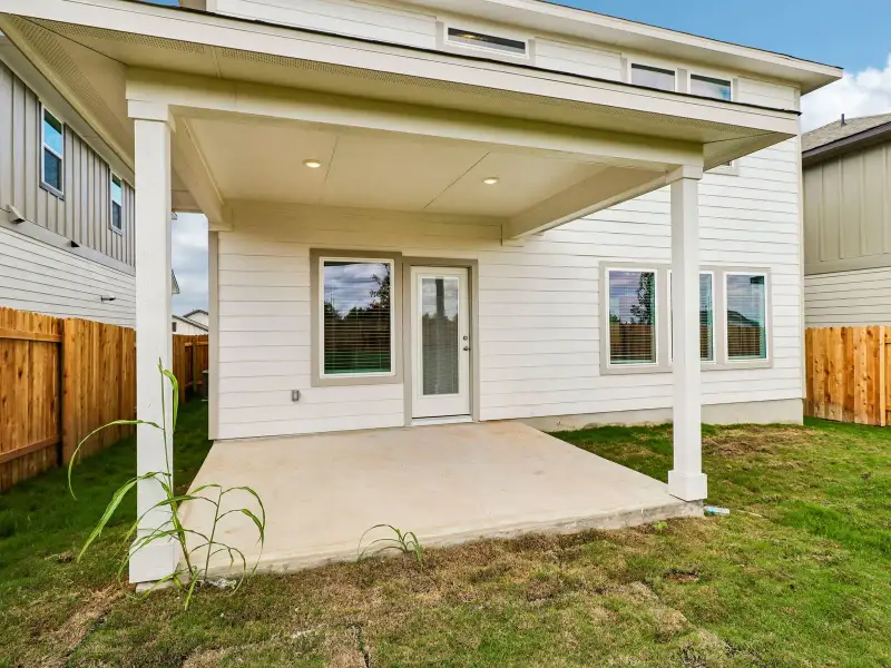 Exterior details and patio area of a home in Pfennig Place, Pflugerville (Image 3).