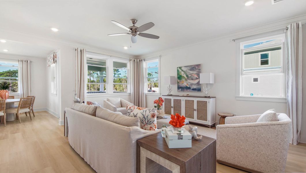 Furnished interior view inside a new home in Parkside, Santa Rosa Beach (Image 6). Furnished interior view inside a new home in Parkside, Santa Rosa Beach (Image 6).