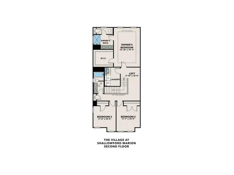 2D floor plan layout for the The Marion A by Davidson Homes LLC in The Village at Shallowford, Kennesaw, GA (Image 4).