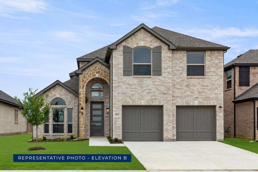 Representative exterior photo of a completed home built from the Caroline 2F by First Texas Homes in Brookfield, Melissa, TX (Image 12).