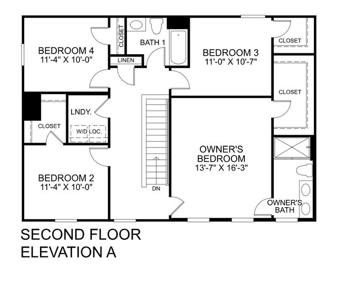 2D floor plan layout for the Cedar by Ryan Homes in Bozardt Farms, Charlotte, NC (Image 3).