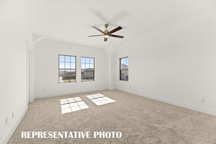 This dreamy owner's bedroom offers plenty of space and natural light.  REPRESENTATIVE PHOTO