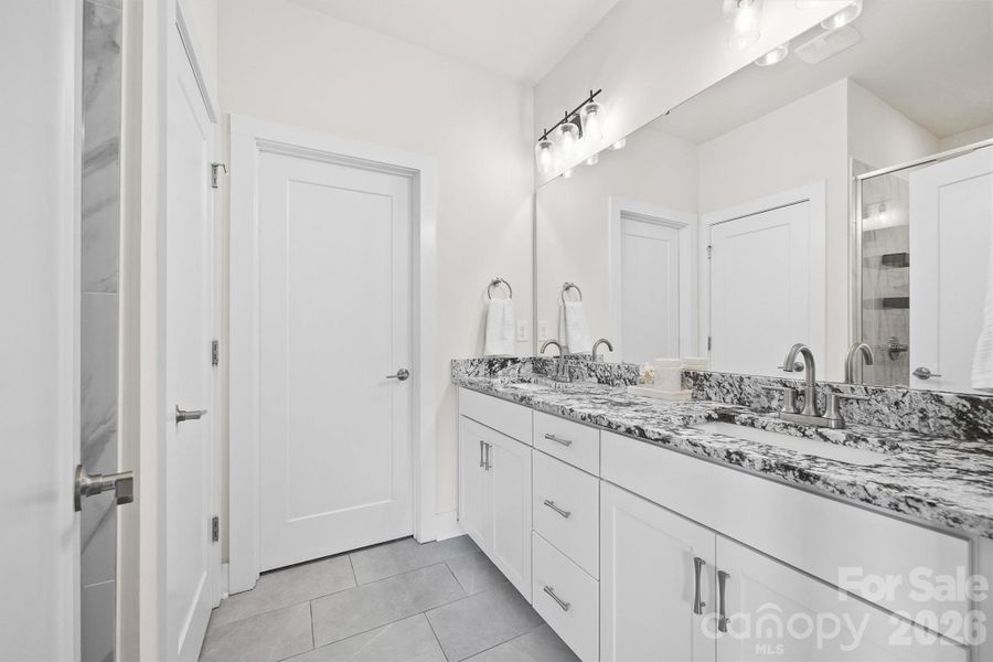 Primary bathroom with dual sinks