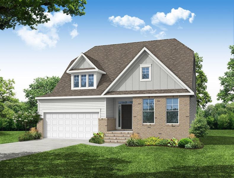 Representative exterior photo of a completed home built from the Amelia by Eastwood Homes in Enclave at Riverdale, Huntersville, NC (Image 6).