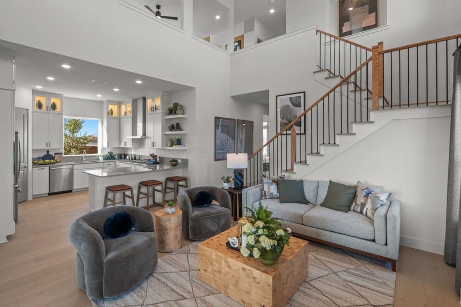 Representative furnished interior of a home built from the Calero by Landon Homes in Fields - East Village, Frisco (Image 8). Representative furnished interior of a home built from the Calero by Landon Homes in Fields - East Village, Frisco (Image 8).