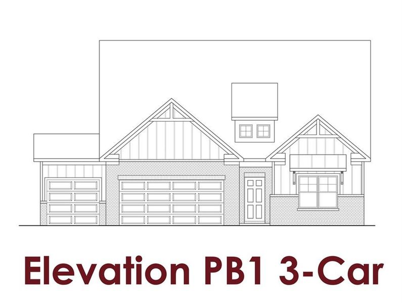 Exterior rendering of this home design in Fowler Farms, Auburn, GA (Image 3).