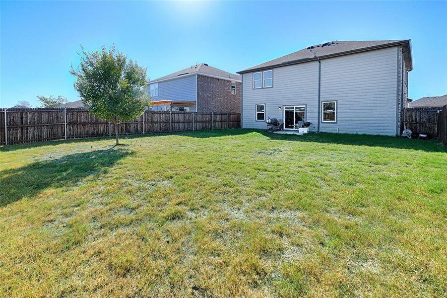 Rear view of property with a fenced backyard and a patio Rear view of property with a fenced backyard and a patio