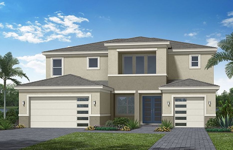Representative exterior photo of a completed home built from the Kestrel by Minto Communities in Westlake, Loxahatchee, FL (Image 5).