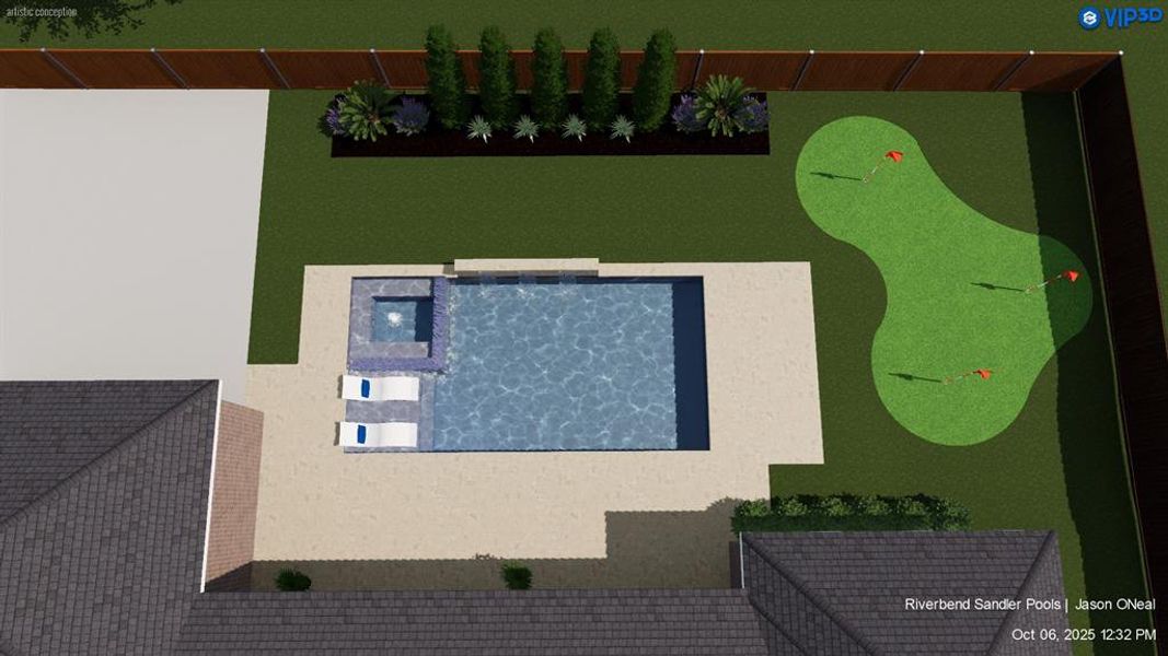 Rendering of an outdoor pool Rendering of an outdoor pool