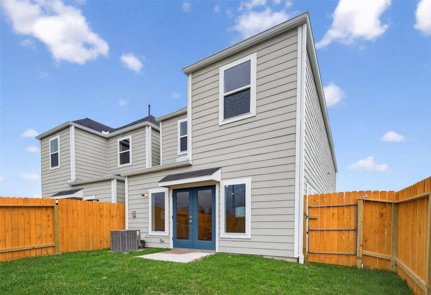 Generous backyard with ample green space and privacy fencing, offering flexibility for outdoor living, play, or future enhancements. Generous backyard with ample green space and privacy fencing, offering flexibility for outdoor living, play, or future enhancements.