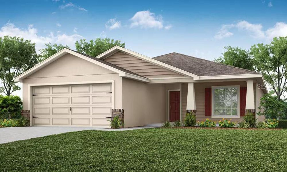 Front exterior of a new home in Cypress Ridge Ranch, Wimauma, FL, highlighting curb appeal (Image 1). Front exterior of a new home in Cypress Ridge Ranch, Wimauma, FL, highlighting curb appeal (Image 1).