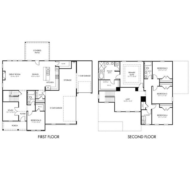 2D floor plan layout for the Jefferson by Meritage Homes in River Pointe, Monroe, GA (Image 3).