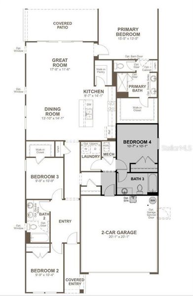 2D floor plan layout of this home in Seminole Palms, Palm Coast, FL (Image 4).