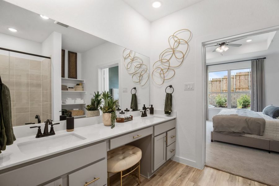 Representative furnished interior of a home built from the Cottonwood II Harrington Trails Cornerstone I Series by Brohn Homes in Harrington Trails, New Caney (Image 17).