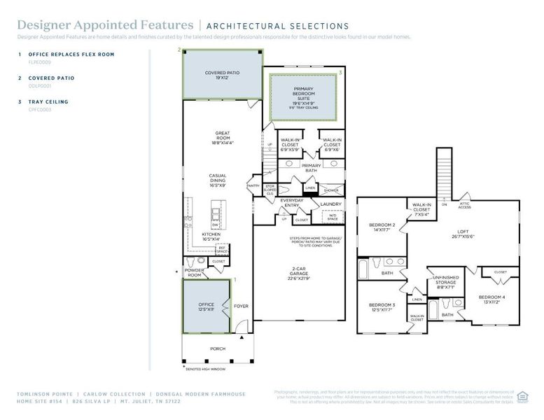 2D floor plan layout of this home in Tomlinson Pointe, Mount Juliet, TN (Image 4).