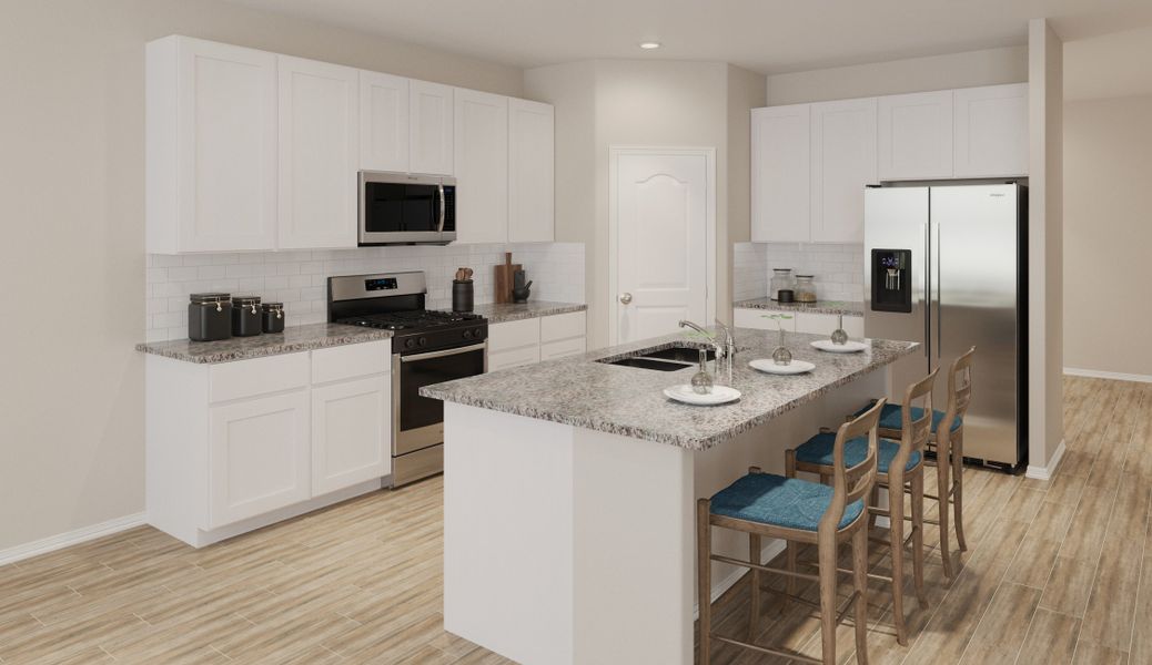 A kitchen with white cabinets. A kitchen with white cabinets.