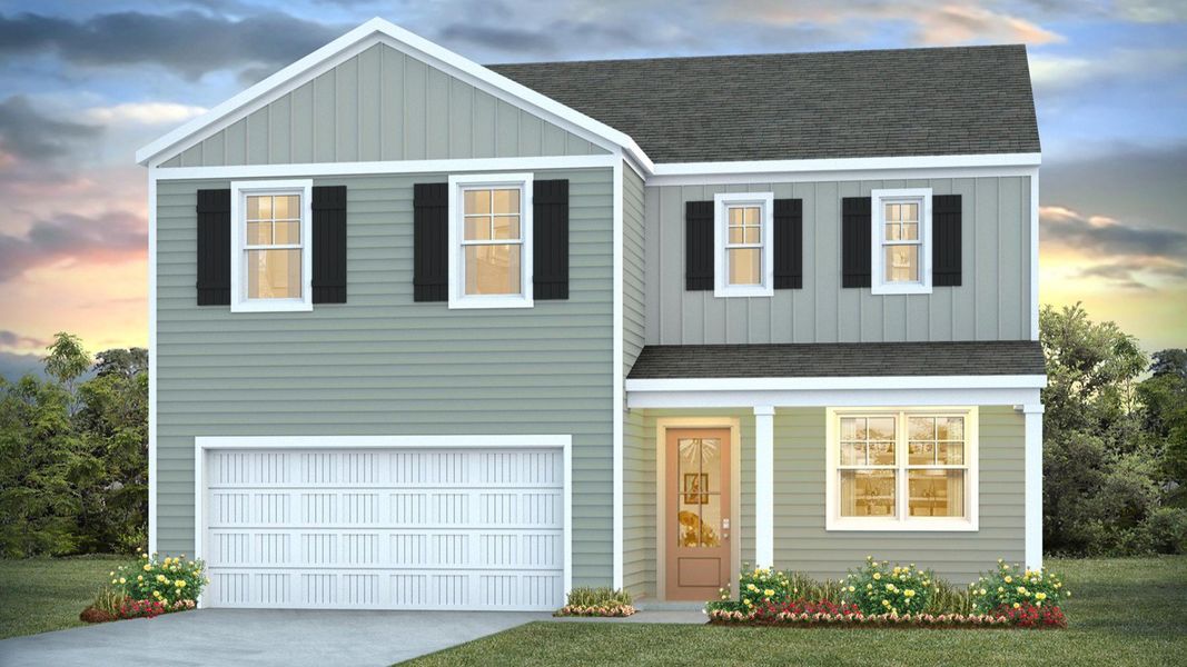 Front exterior of a new home in Bella Point, Bolivia, NC, highlighting curb appeal (Image 1).