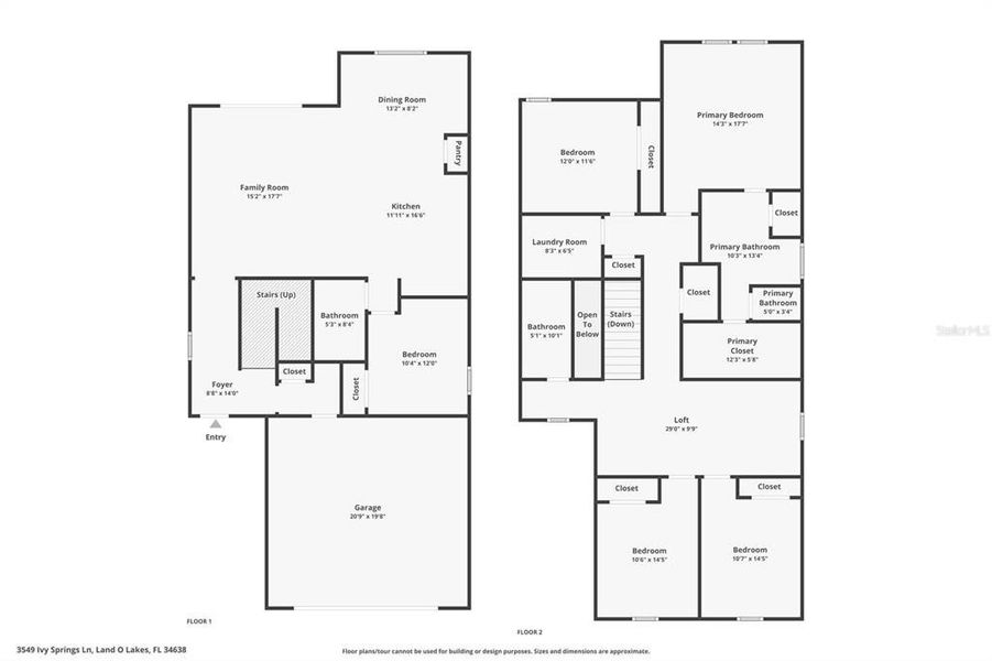2D floor plan layout of this home in , Land O' Lakes, FL (Image 3).