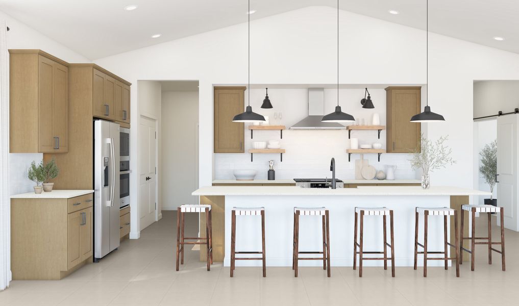 Kitchen with pendant lighting