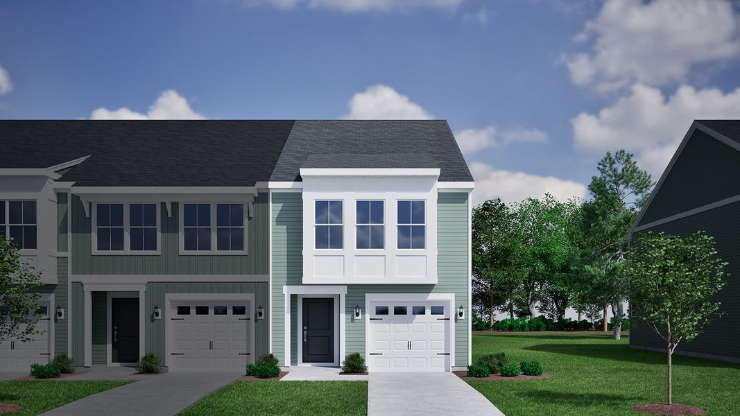 Front exterior of a new home in Nichols Landing, Charlotte, NC, highlighting curb appeal (Image 1).
