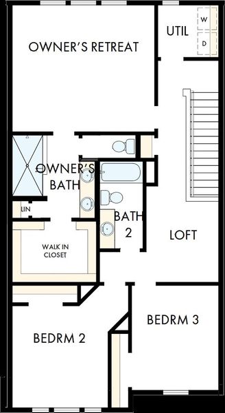 2D floor plan layout of this home in Crosscreek Walk  – Courtyard, Charleston, SC (Image 3).