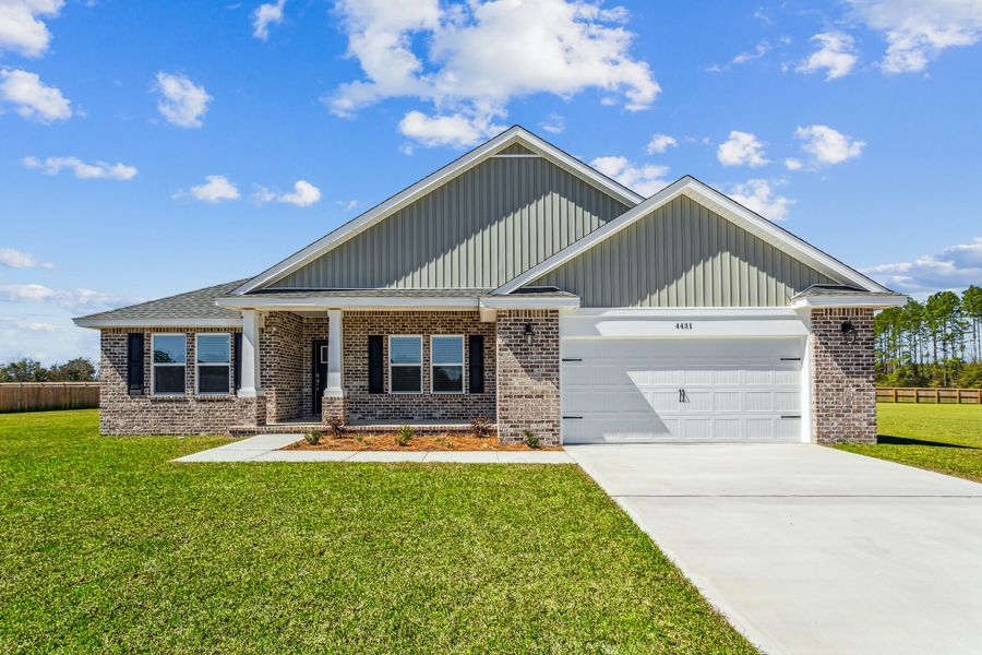 Representative exterior photo of a completed home built from the The Turquoise by Herbst Homes in Walther Reserve, Milton, FL (Image 34).