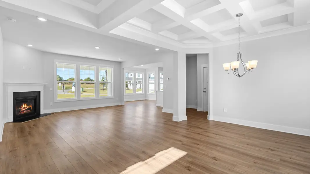 2 story single family home, all white, dining room