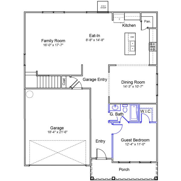 2D floor plan layout of this home in Langdon Preserve, Angier, NC (Image 2).