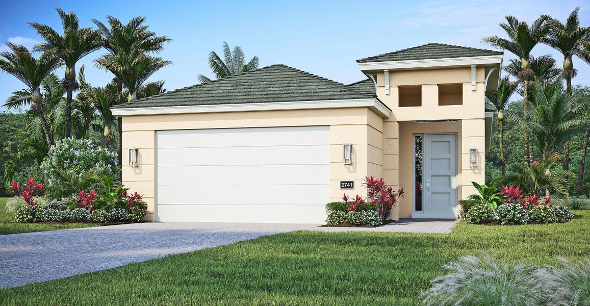 Representative exterior photo of a completed home built from the Mirador by GHO Homes in The Falls at Grand Harbor, Vero Beach, FL (Image 20).