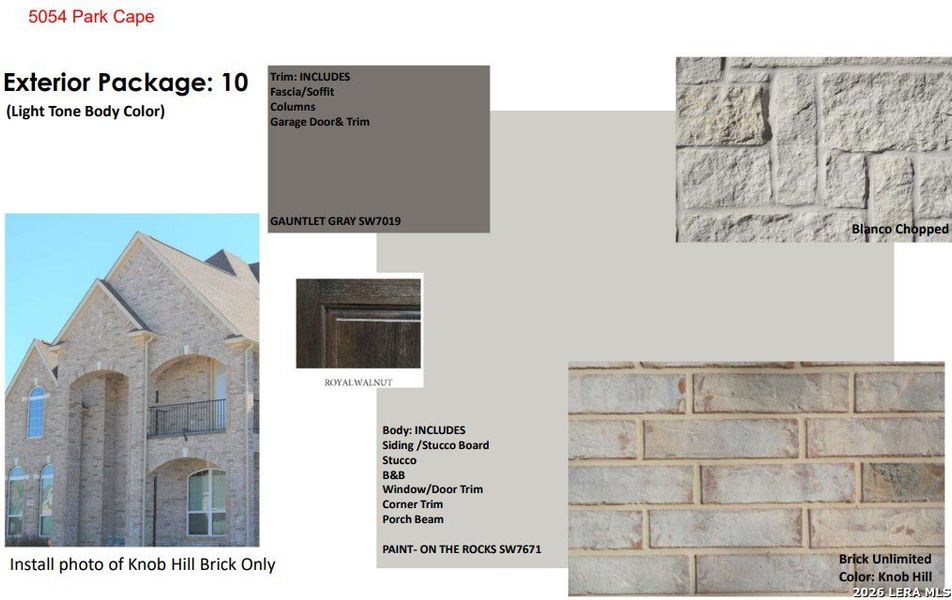 Sample of building materials used in homes in The Parklands, Schertz (Image 4).
