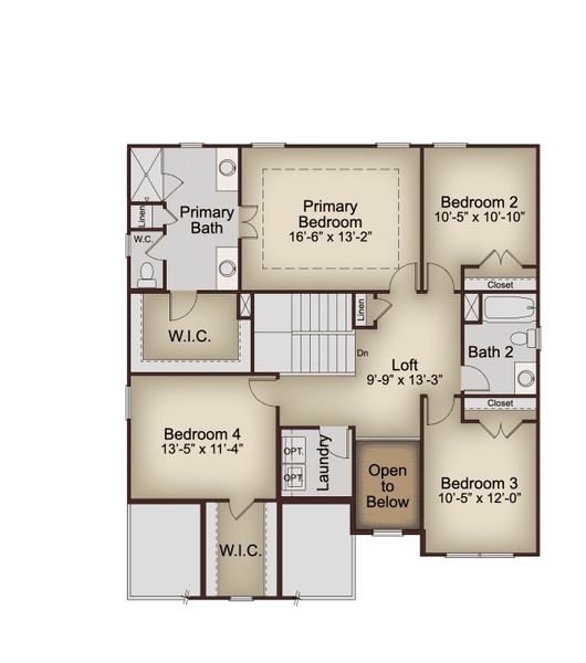 2D floor plan layout for the Heron Cottage by McKinley Homes in Clark Farms, Flowery Branch, GA (Image 4).