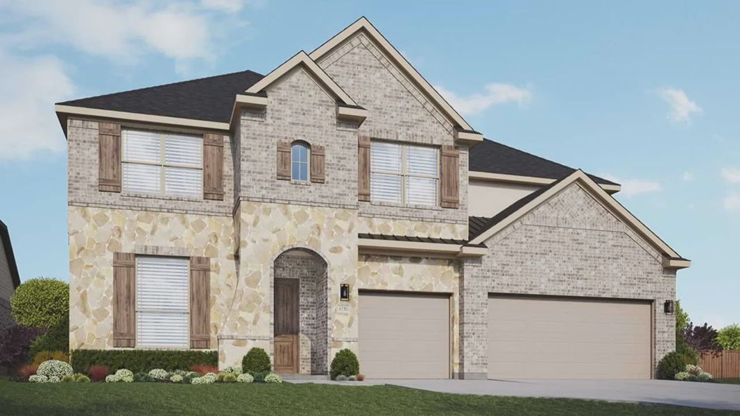 Representative exterior photo of a completed home built from the Cornell by DRB Homes in Hawkes Landing, Leander, TX (Image 5). Representative exterior photo of a completed home built from the Cornell by DRB Homes in Hawkes Landing, Leander, TX (Image 5).