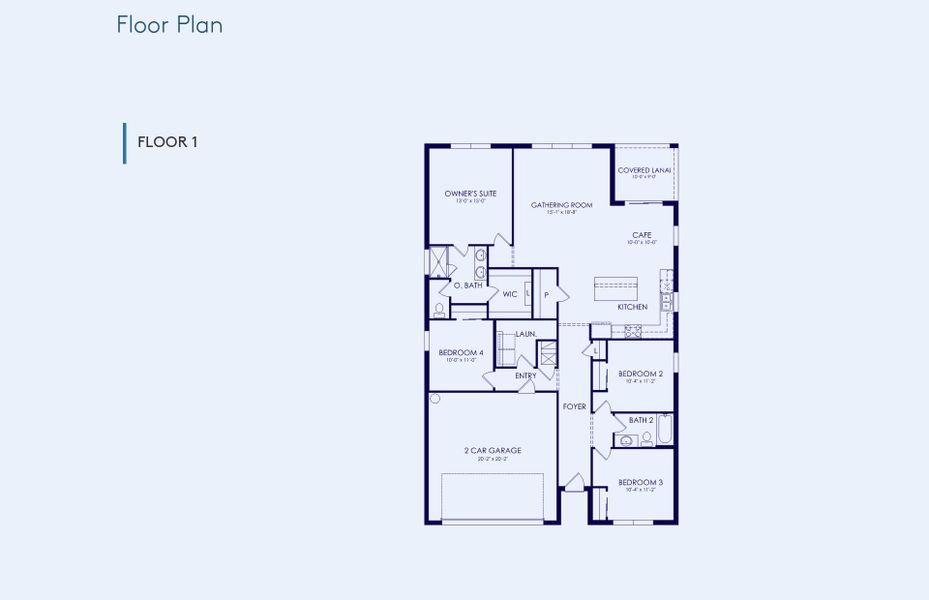 2D floor plan layout of this home in Del Webb Stone Creek, Ocala, FL (Image 3).