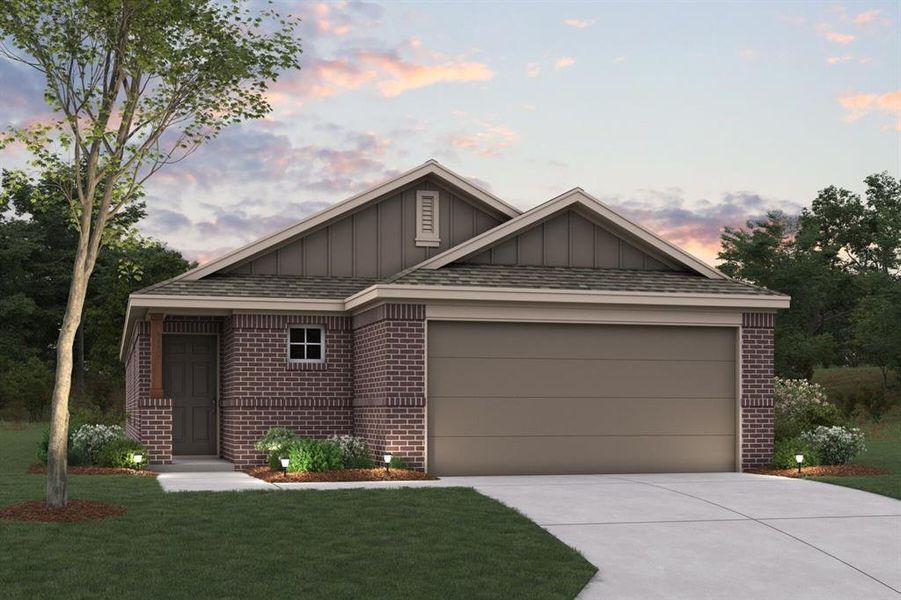 Front exterior of a new home in Mobberly Farms, Pilot Point, TX, highlighting curb appeal (Image 5).