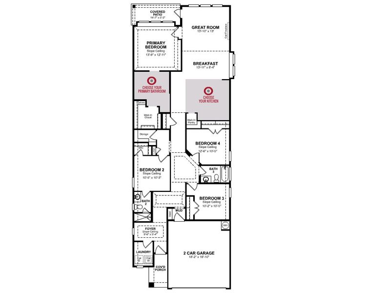 2D floor plan layout for the Marshfield by Beazer Homes in Ellwood, Iowa Colony, TX (Image 3).