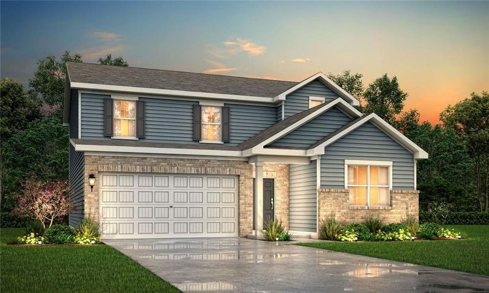 Front exterior of a new home in Belleview Manor, Fairburn, GA, highlighting curb appeal (Image 22). Front exterior of a new home in Belleview Manor, Fairburn, GA, highlighting curb appeal (Image 22).