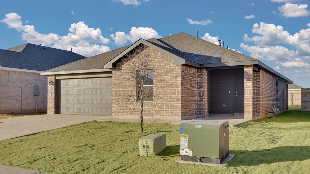 Front exterior of a new home in Allen Farms, Lubbock, TX, highlighting curb appeal (Image 15).
