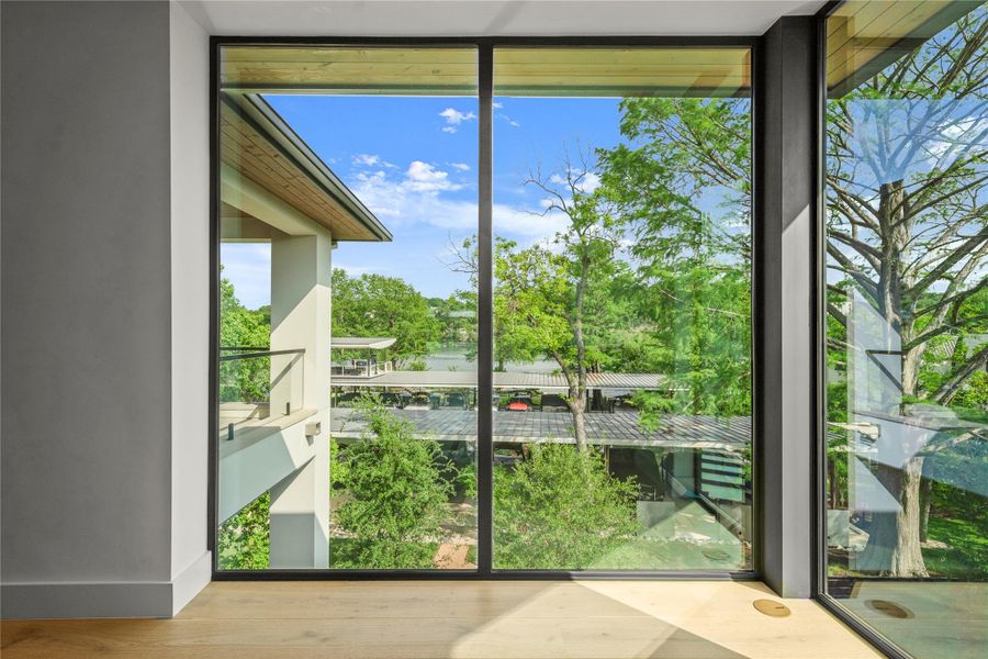 Living room view overlooking the marina