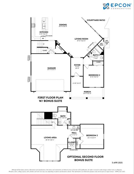 2D floor plan layout for the Promenade by Epcon Communities in The Courtyards by The Manor, Alpharetta, GA (Image 5).