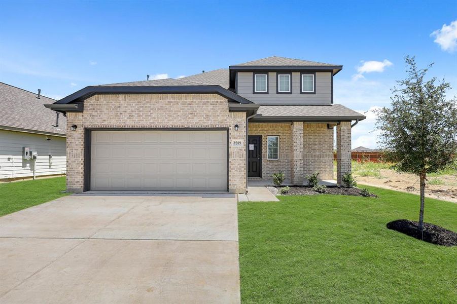Front exterior of a new home in Rocky Creek Crossing, Fort Worth, TX, highlighting curb appeal (Image 12). Front exterior of a new home in Rocky Creek Crossing, Fort Worth, TX, highlighting curb appeal (Image 12).