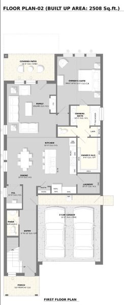 2D floor plan layout for the Plan 2 by Monarch Homes in Royal Court, Frisco, TX (Image 5).
