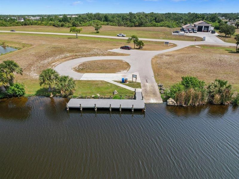 Boat ramp at Butterford Waterway park along with EMS station for South Gulf Cove.