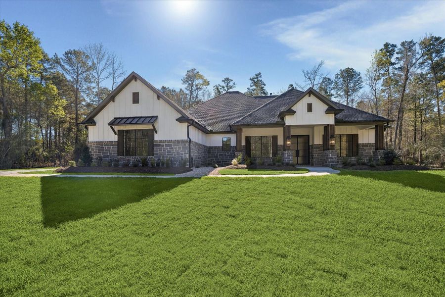 Front exterior of a new home in , Huntsville, TX, highlighting curb appeal (Image 25).